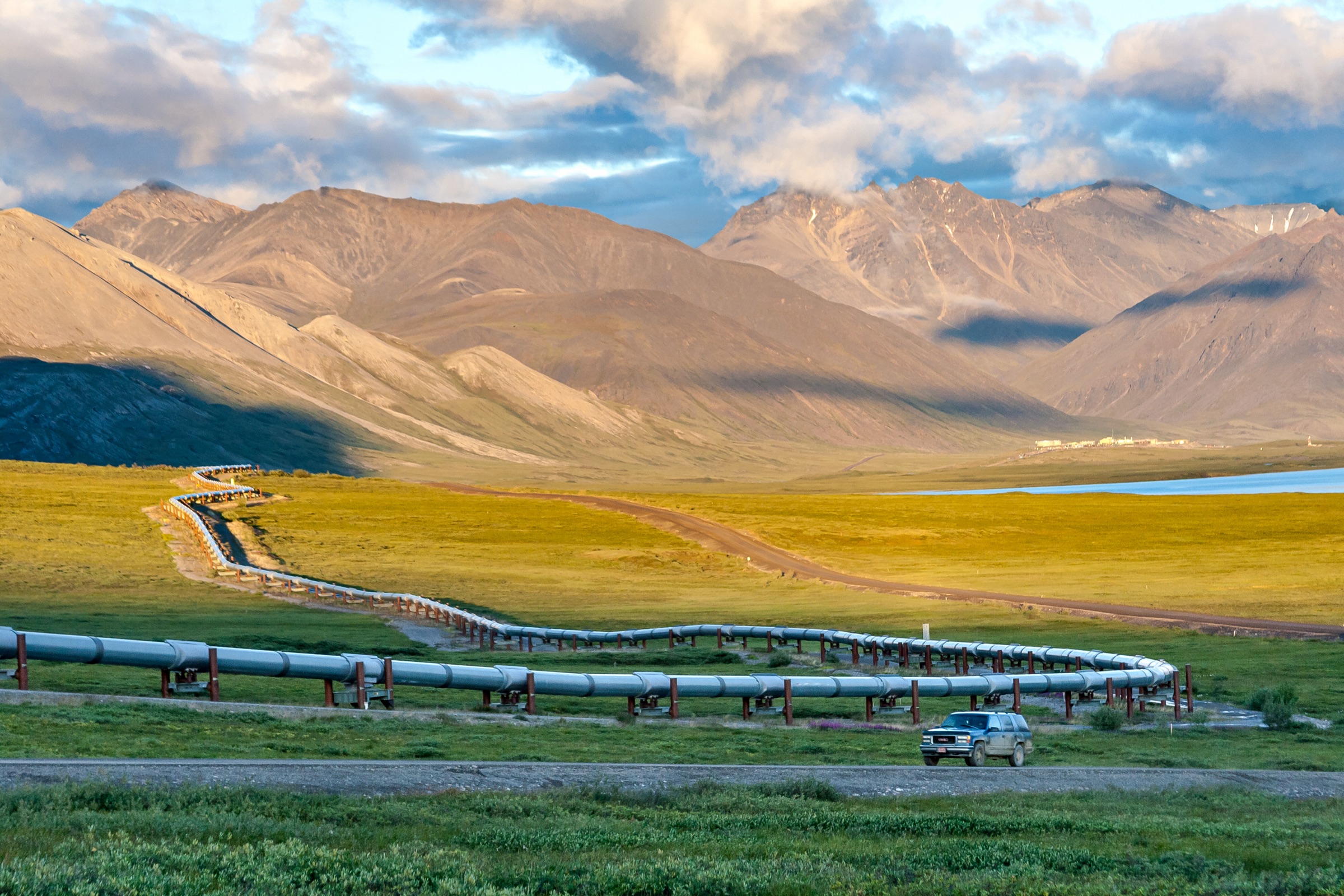 A pipeline pump station in the Alaska landscape